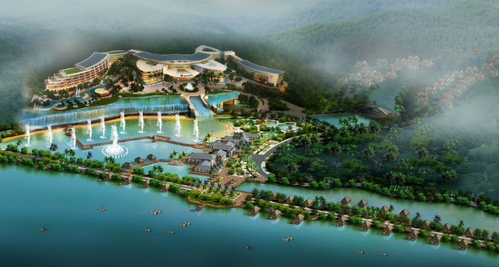 溫泉會(huì )所旅游規劃鳥(niǎo)瞰圖