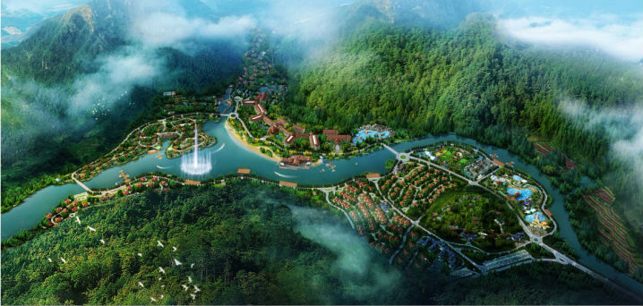 度假綜合體項目旅游規劃公司為乳源香谷溫泉做旅游規劃鳥(niǎo)瞰圖