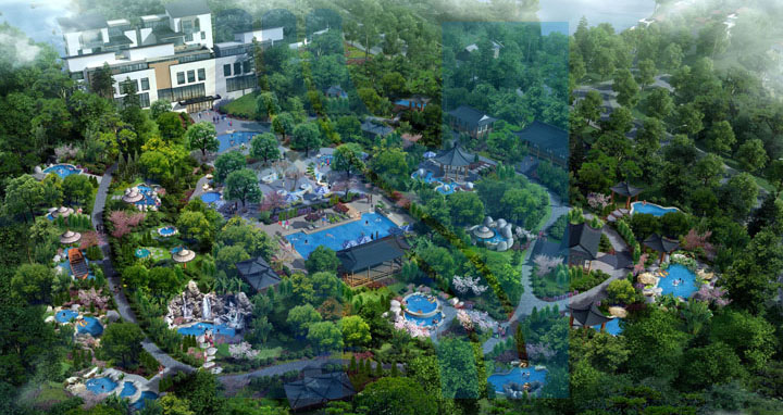 廬山西海國際休閑垂釣中心漁家風(fēng)情溫泉園旅游規劃鳥(niǎo)瞰圖